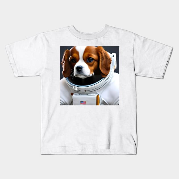 Cavalier King Charles Spaniel as Astronaut Kids T-Shirt by IDesign23